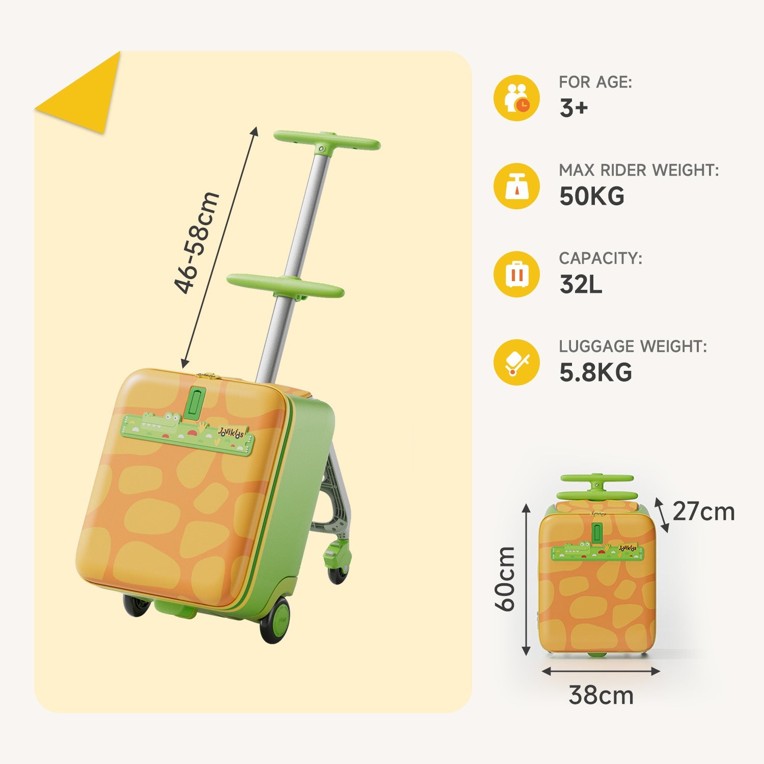 Jovikids 3-in-1 Ride On Suitcase