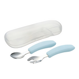Richell TLI Stainless Steel Easy-Grip Spoon & Fork with Case