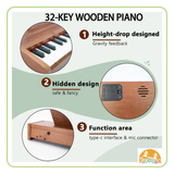 Kiddora Mini Maestro Jr Wooden Kids Piano with Microphone 32 key