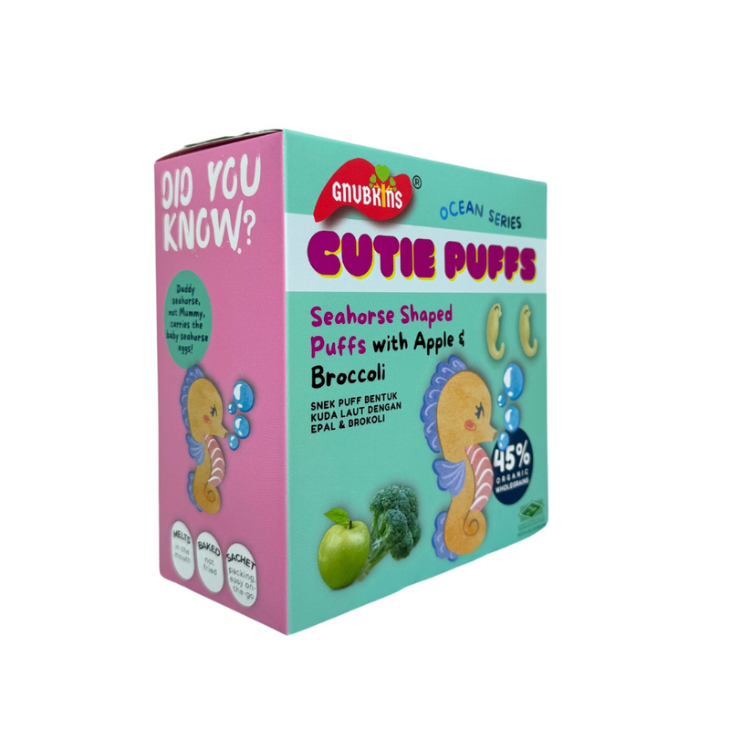 Little Baby Grains Cutie Puffs - Seahorse Shaped Puffs (Apple & Broccoli)