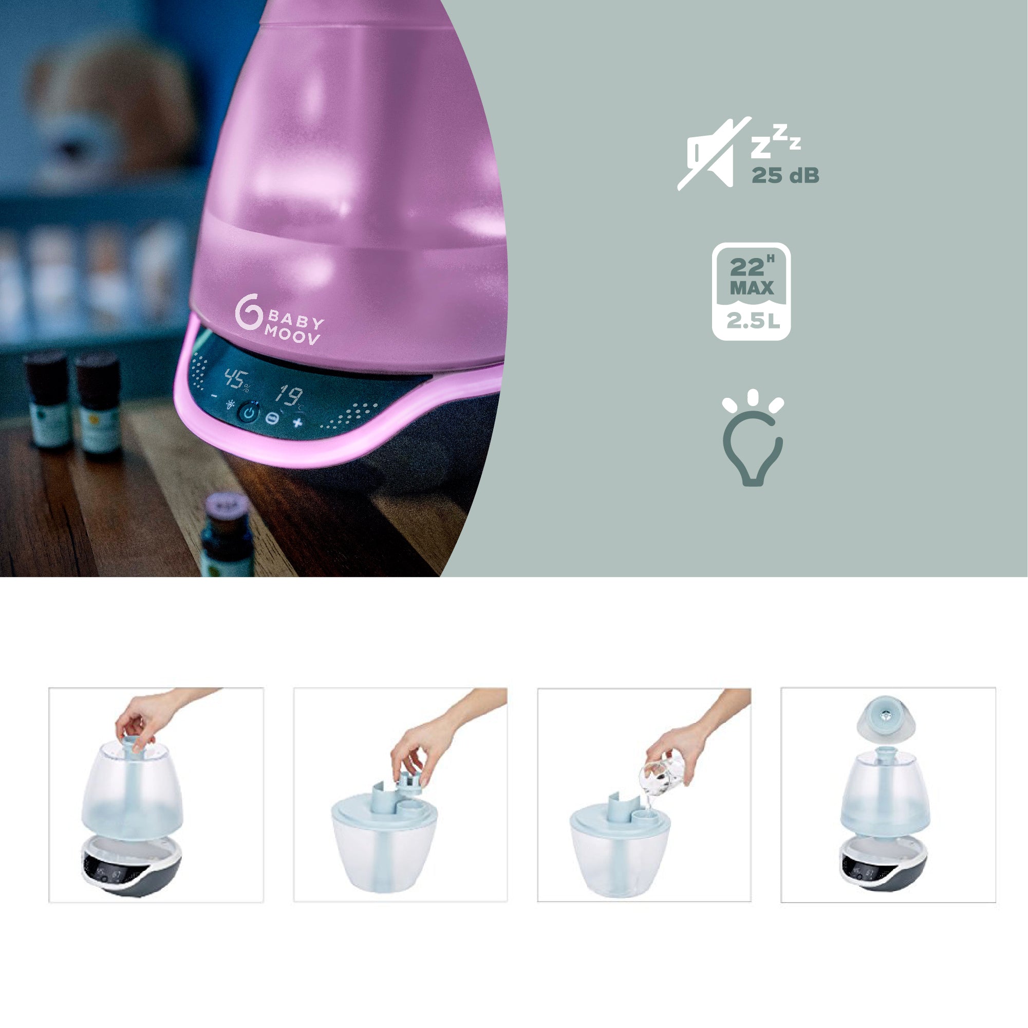 Babymoov Hygro(+) Cool Mist Programmable Humidifier and Diffuser