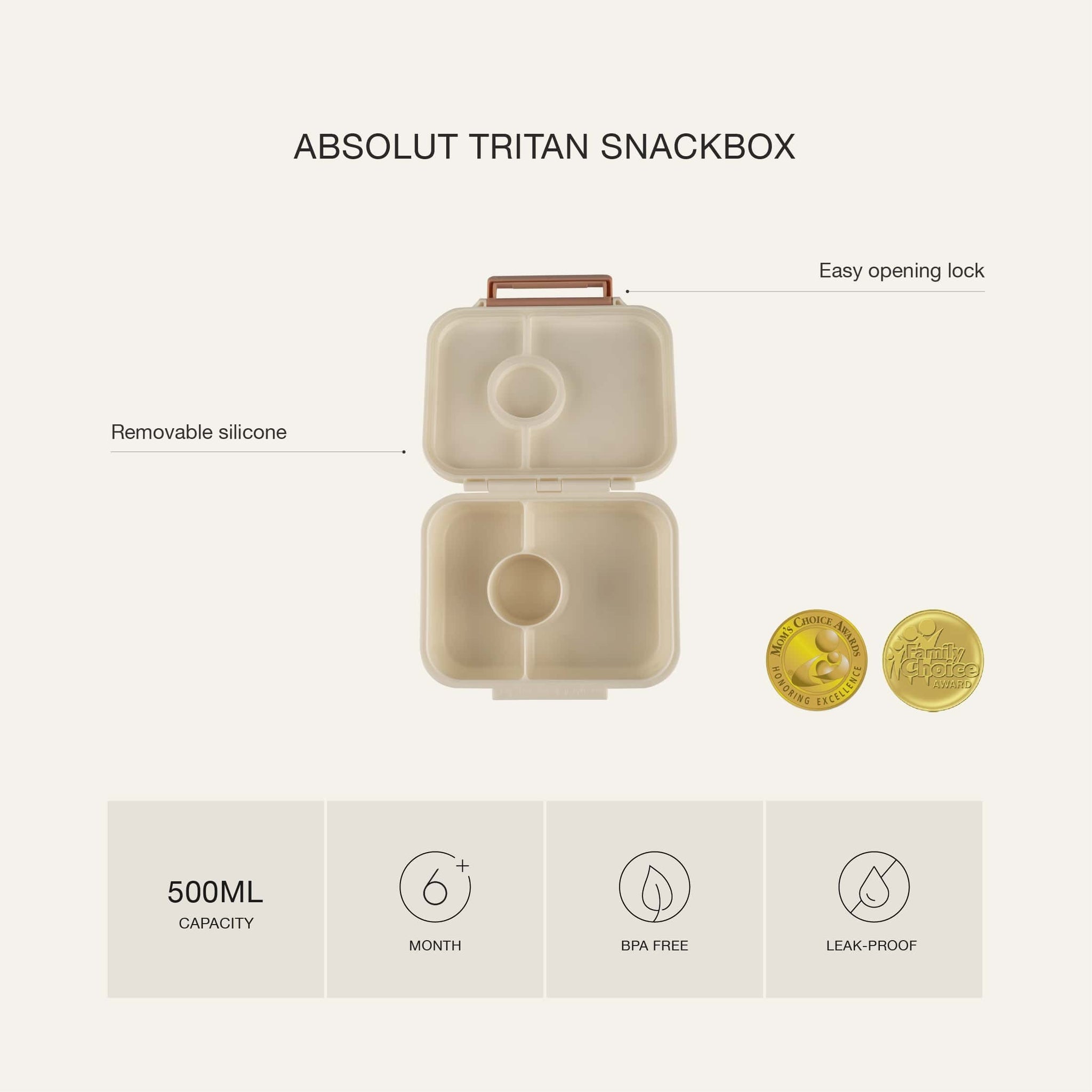 Citron Absolut Tritan Snack Box with 3 Compartments