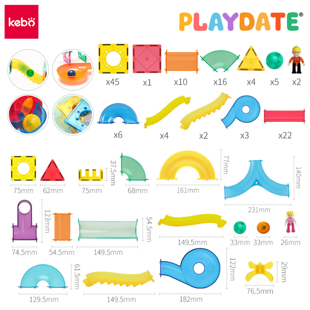 Playdate Kebo Magnetic Marble Run 120pcs