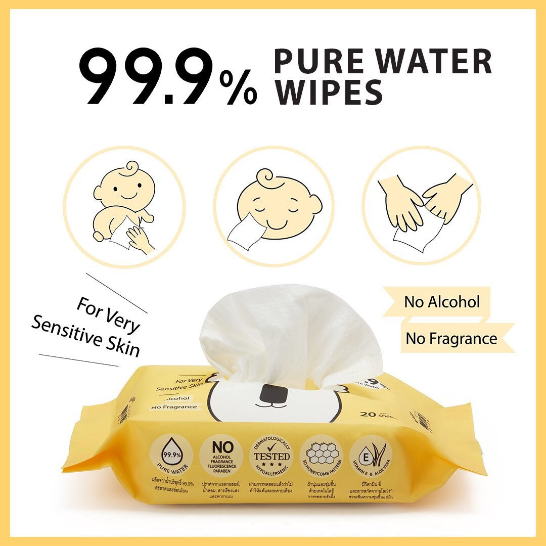 Baby Moby 99.9% Pure Water Wipes - Mighty Baby PH