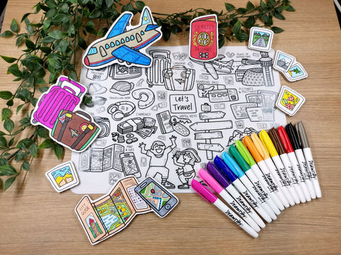 DrawnBy Washable Silicone Coloring Mat - Let's Travel