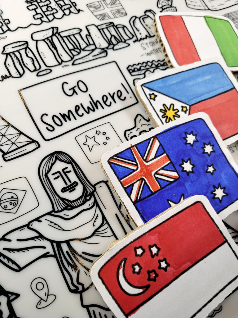 DrawnBy Washable Silicone Coloring Mat - Go Somewhere