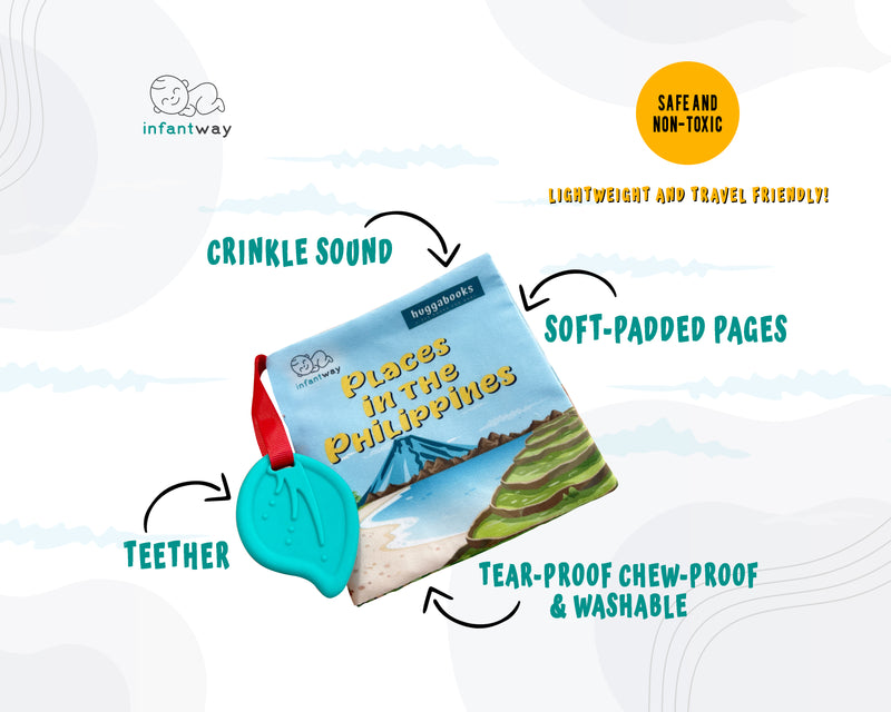Infantway Huggabooks Travel Cloth Book with Teether