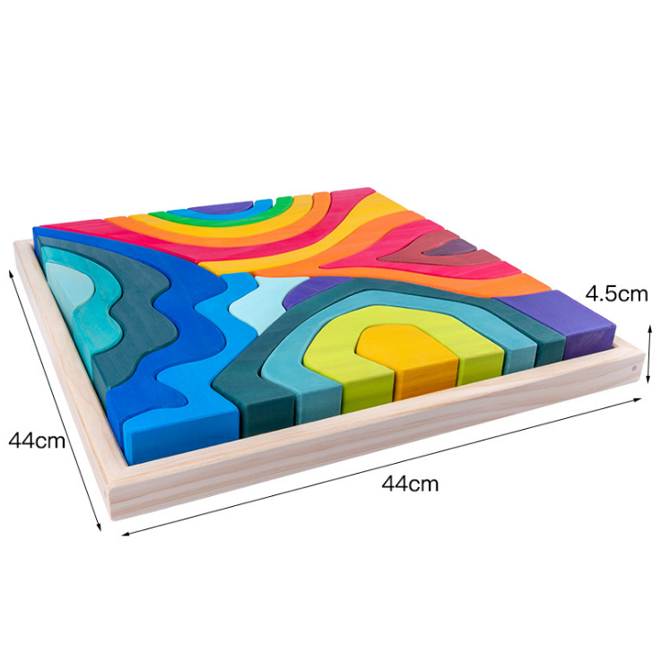 Wooden Puzzle Blocks - Rainbow