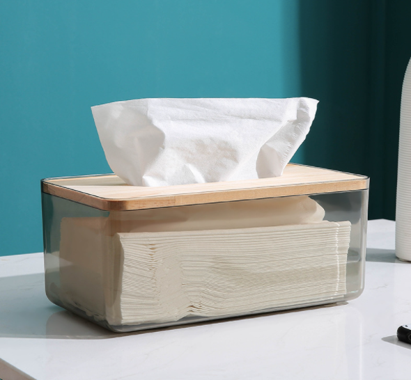 UrbanFinds Acrylic Tissue Holder with Bamboo Lid (TL25004PS)