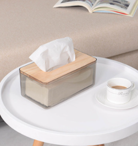 UrbanFinds Acrylic Tissue Holder with Bamboo Lid (TL25004PS)