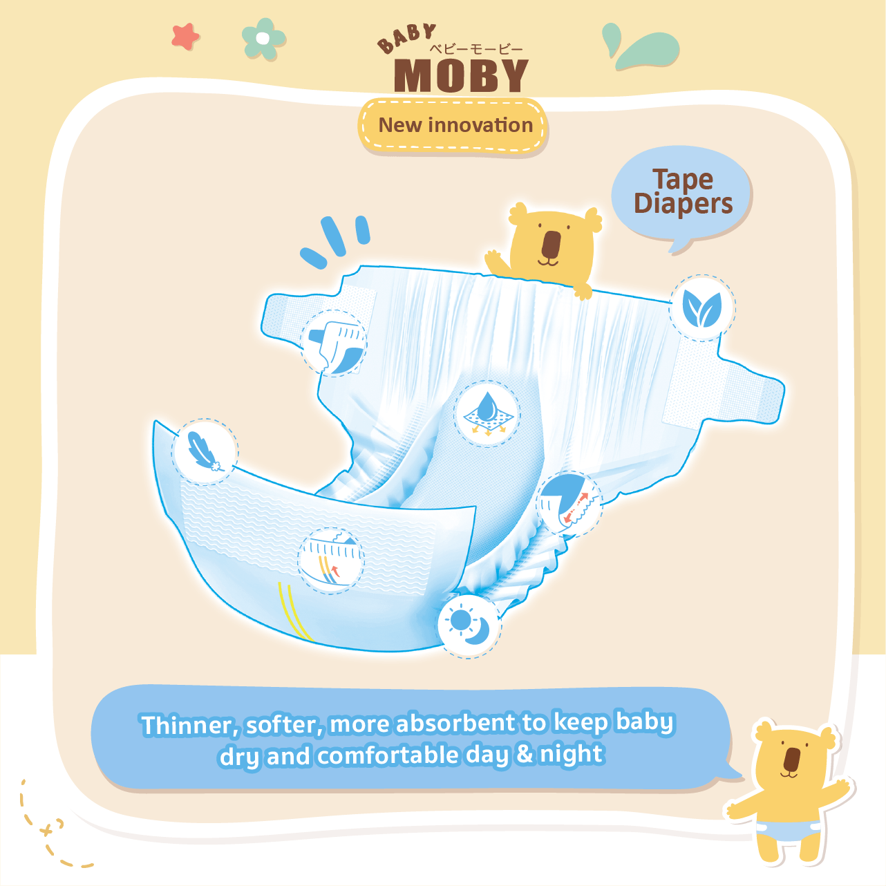 Baby Moby Chlorine Free Tape Diapers