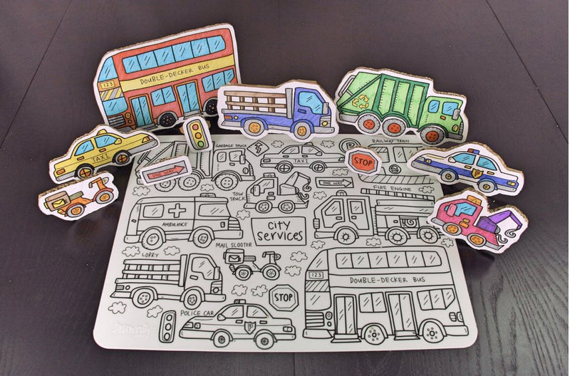 DrawnBy Washable Silicone Coloring Mat - City Services