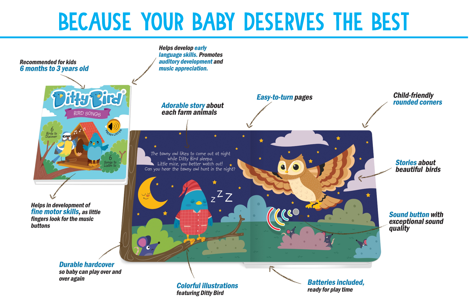 Ditty Bird Musical Book - Bird Songs