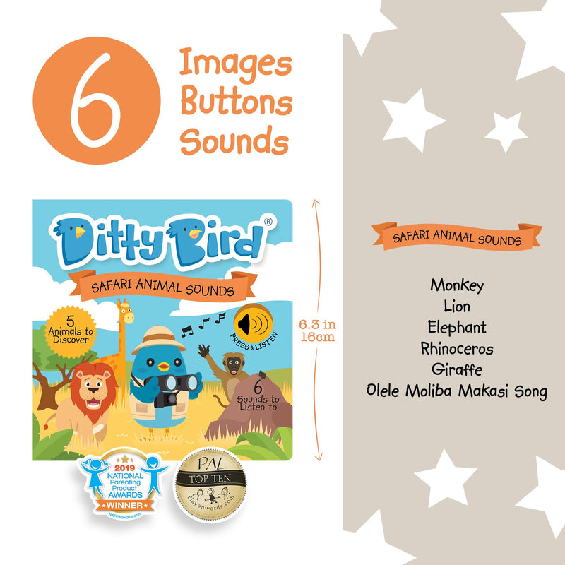 Ditty Bird Musical Book - Safari Animal Sounds