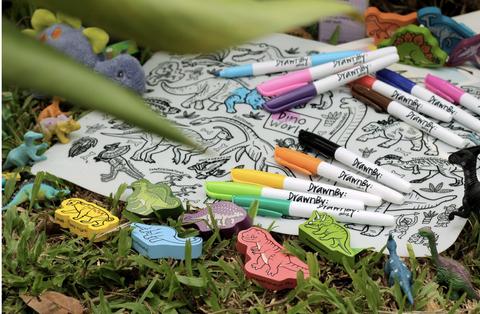 DrawnBy Washable Silicone Coloring Mat - Dino World