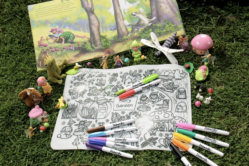 DrawnBy Washable Silicone Coloring Mat - Fairy Garden