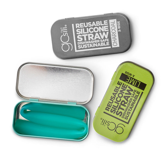GoSili Reusable X-Wide Silicone Straw with Travel Tin Case