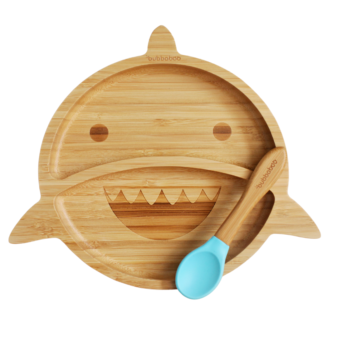 Bubbaboo Bamboo Shark Plate and Spoon Set