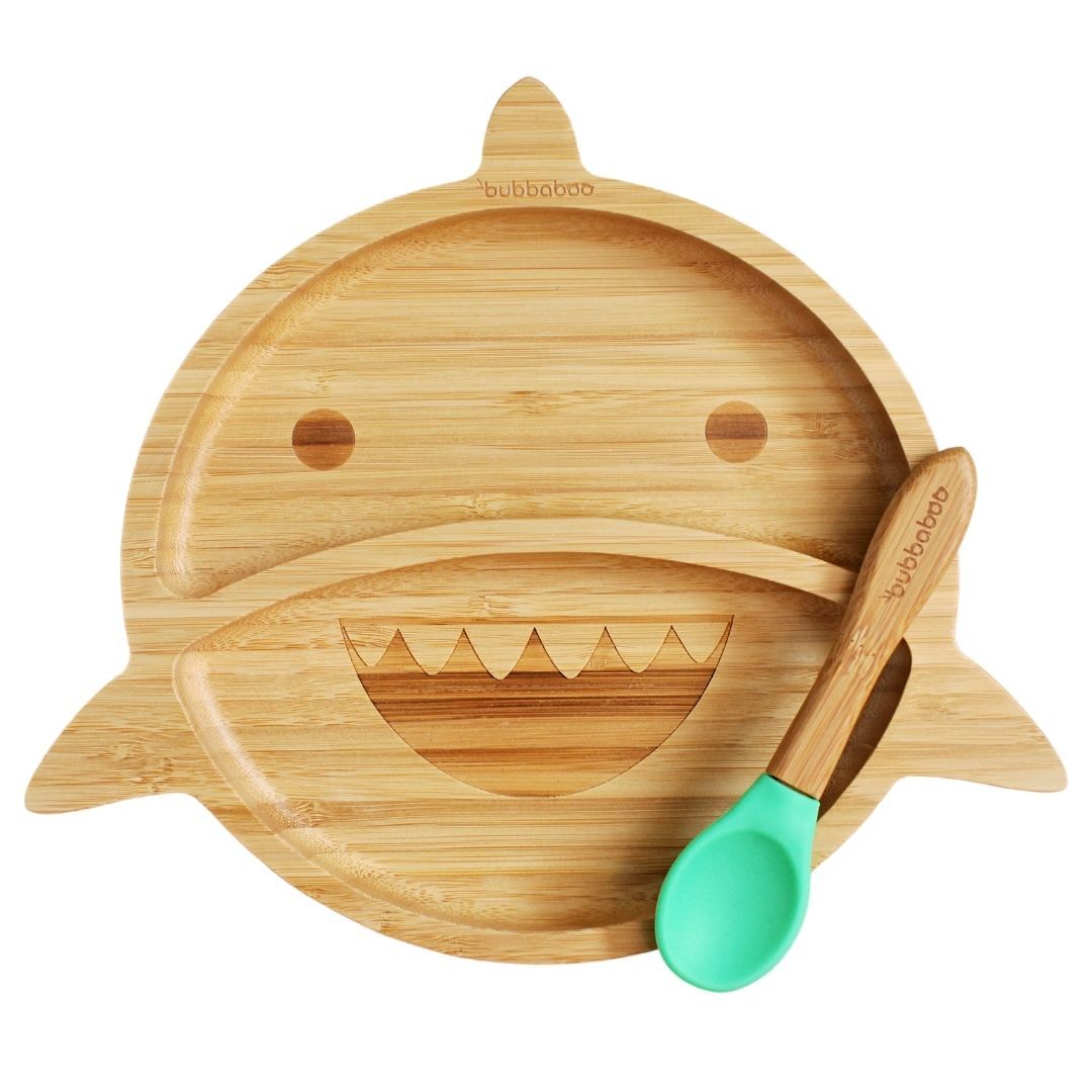 Bubbaboo Bamboo Shark Plate and Spoon Set