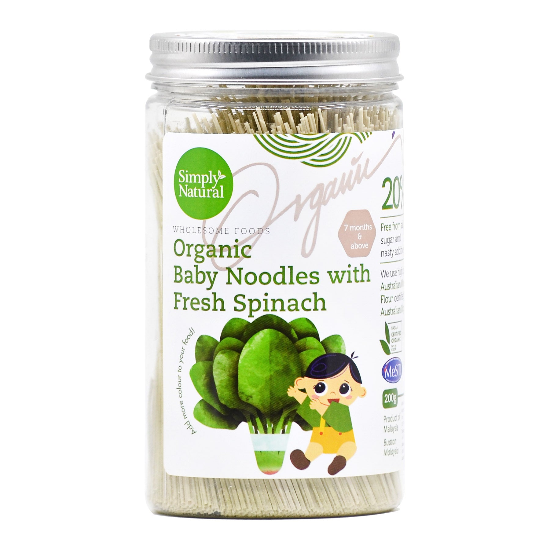 Simply Natural Organic Baby Noodles- Spinach (200g)
