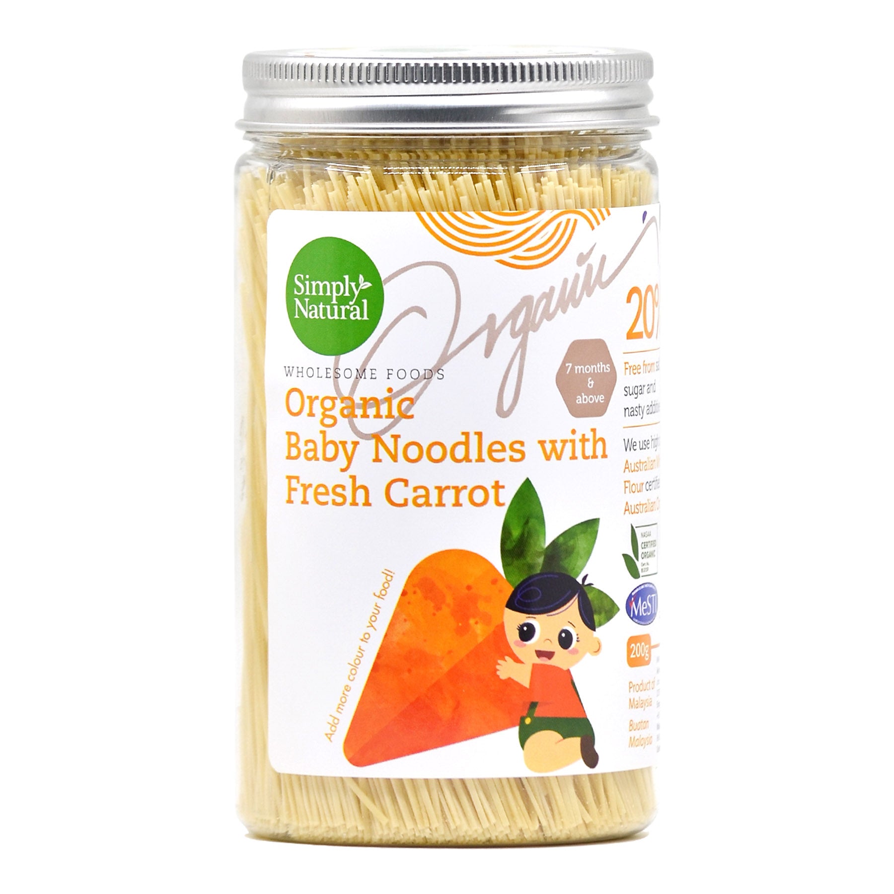 Simply Natural Organic Baby Noodles- Carrot (200g)