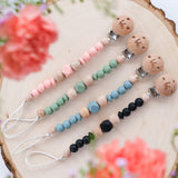 Booginhead PaciGrip Silicone & Wood Beaded Teething Clip