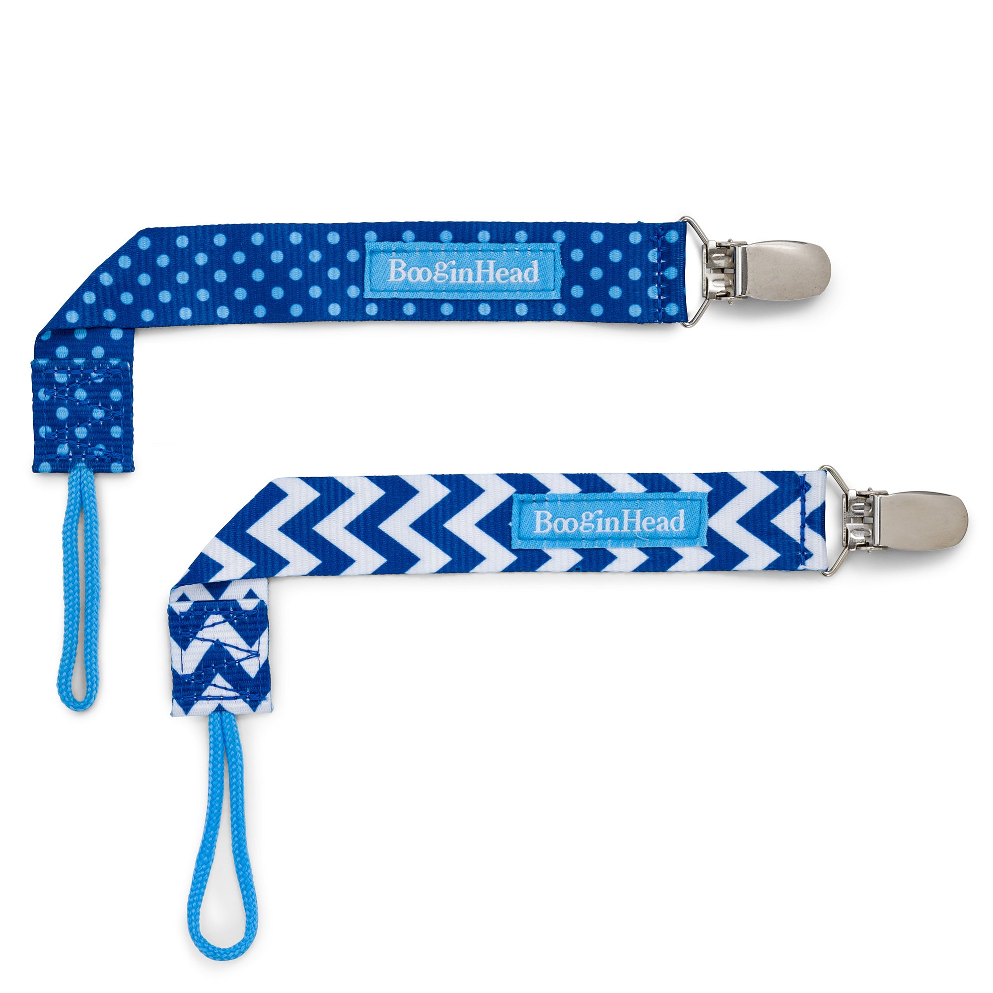 Booginhead PaciGrip 2 Pack - Blue Chevron