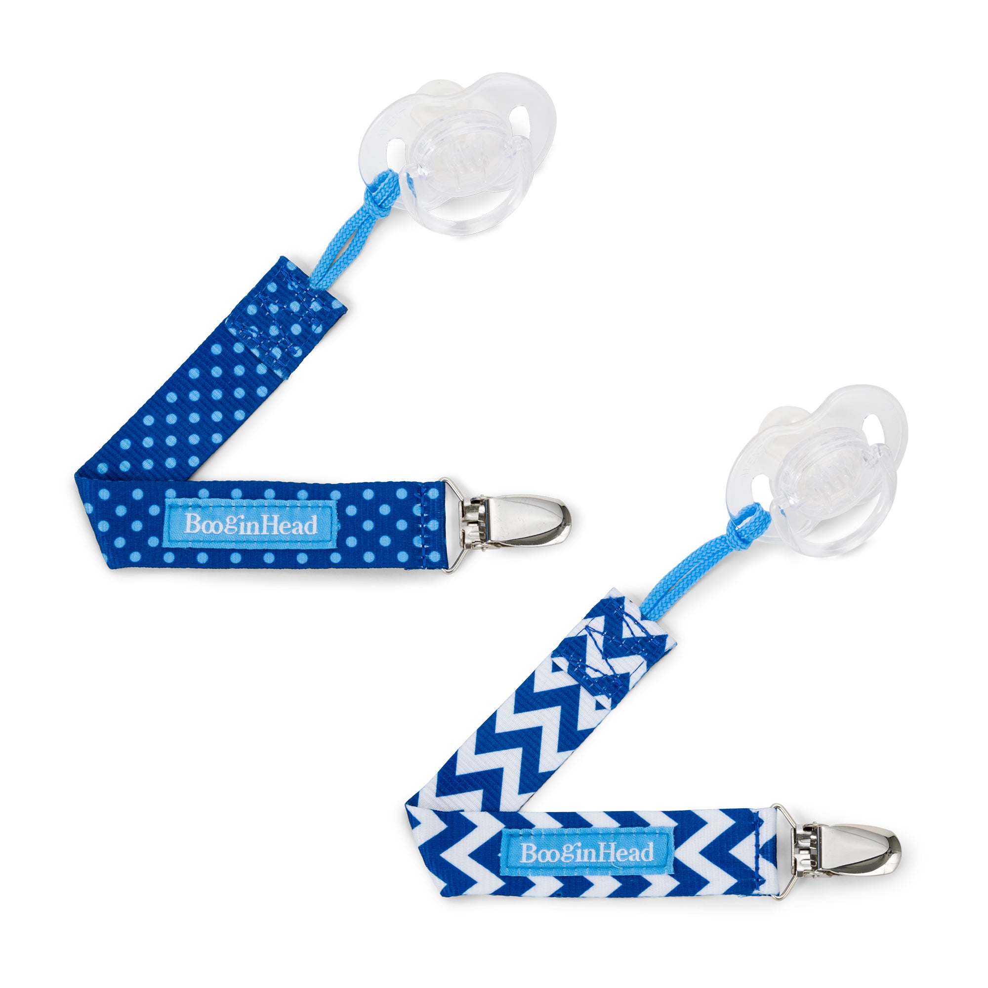 Booginhead PaciGrip 2 Pack - Blue Chevron