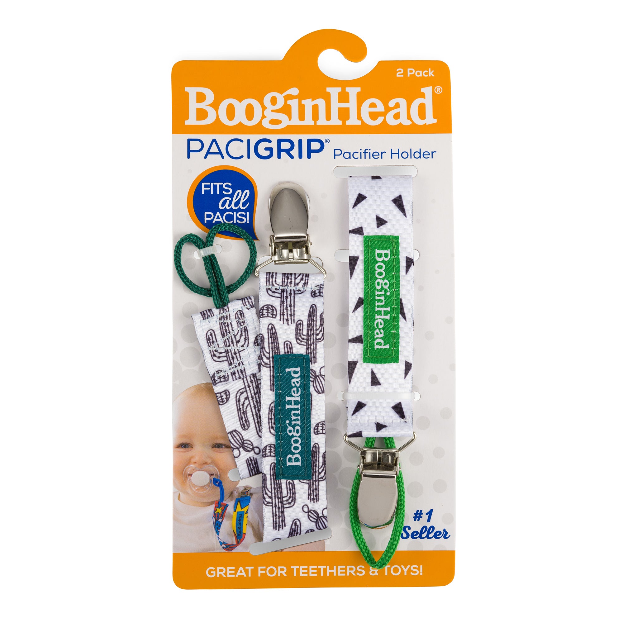 Booginhead PaciGrip 2 Pack - Black & White Desert Chic