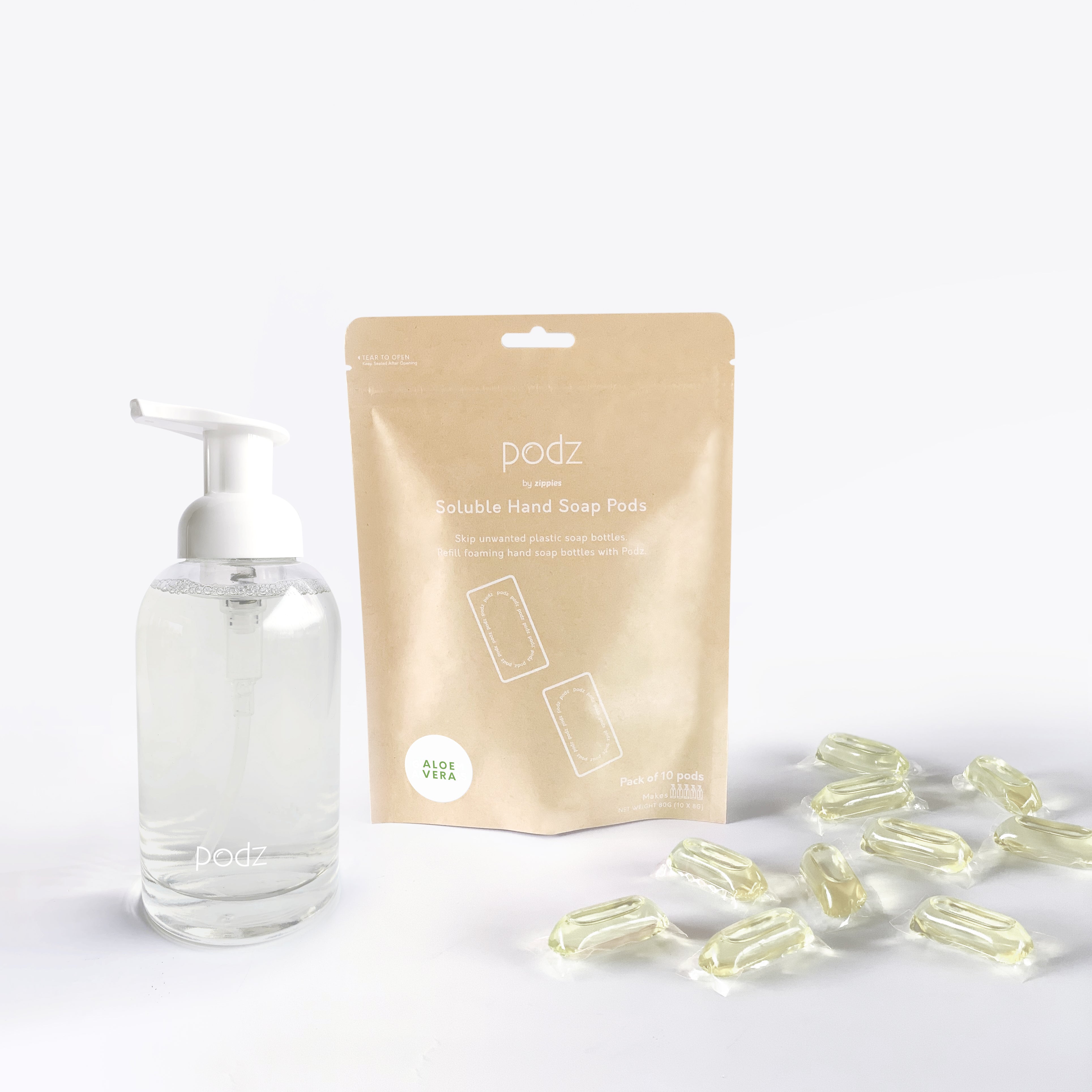 Zippies Podz Starter Kit: 1 Pouch of 10 Pods + Forever Bottle Bundle