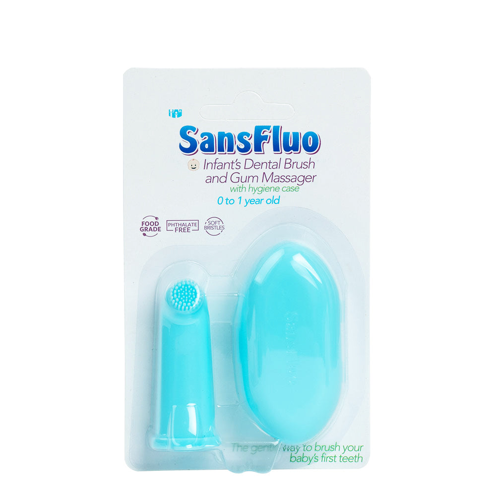 SansFluo Infant's Dental Brush and Gum Massager with Hygiene Case
