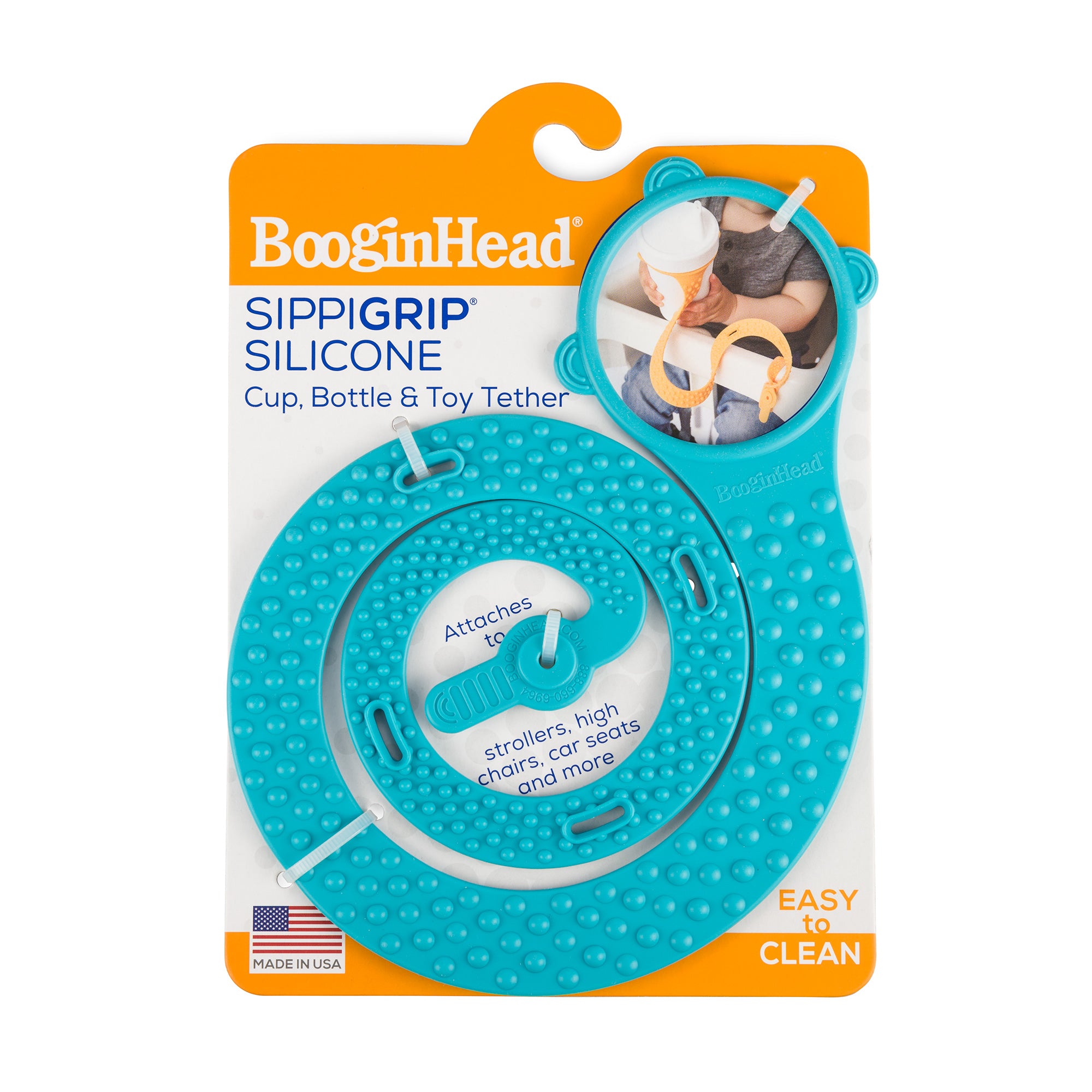 Booginhead SippiGrip Silicone Cup, Bottle & Toy Strap