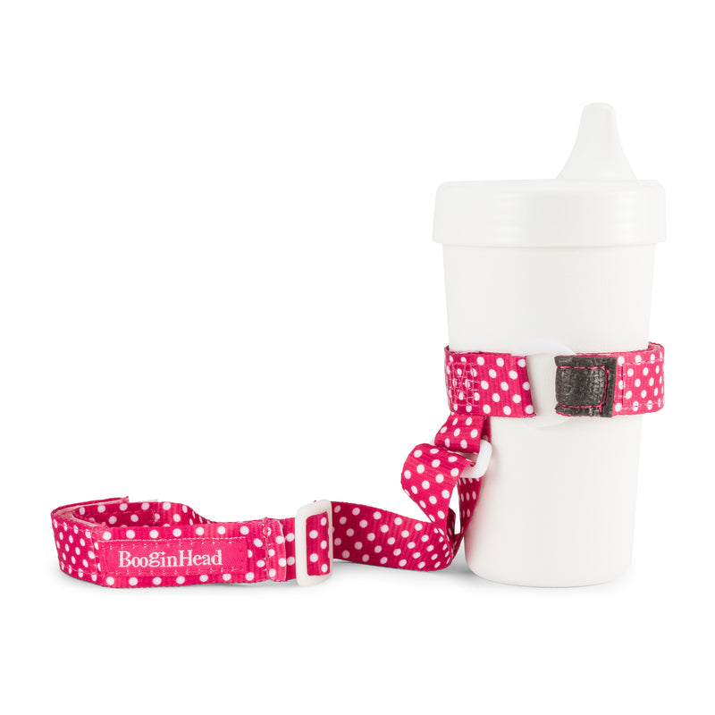 Booginhead SippiGrip for Cup, Bottle, & Toy Teether - Pink Polka Dot