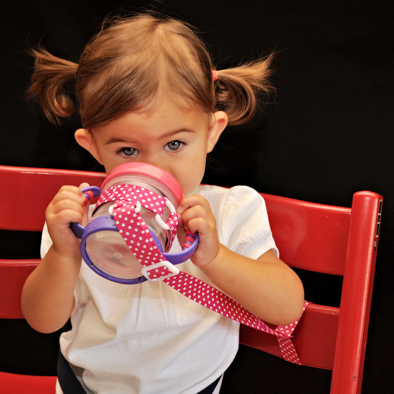 Booginhead SippiGrip for Cup, Bottle, & Toy Teether - Pink Polka Dot