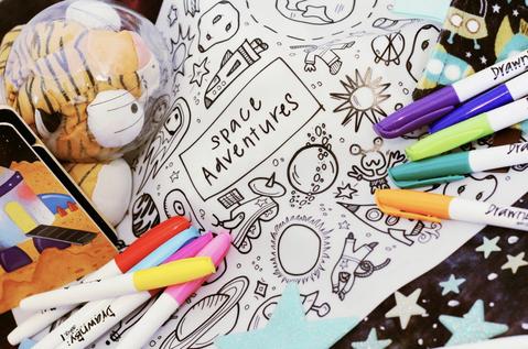 DrawnBy Washable Silicone Coloring Mat - Space Adventures
