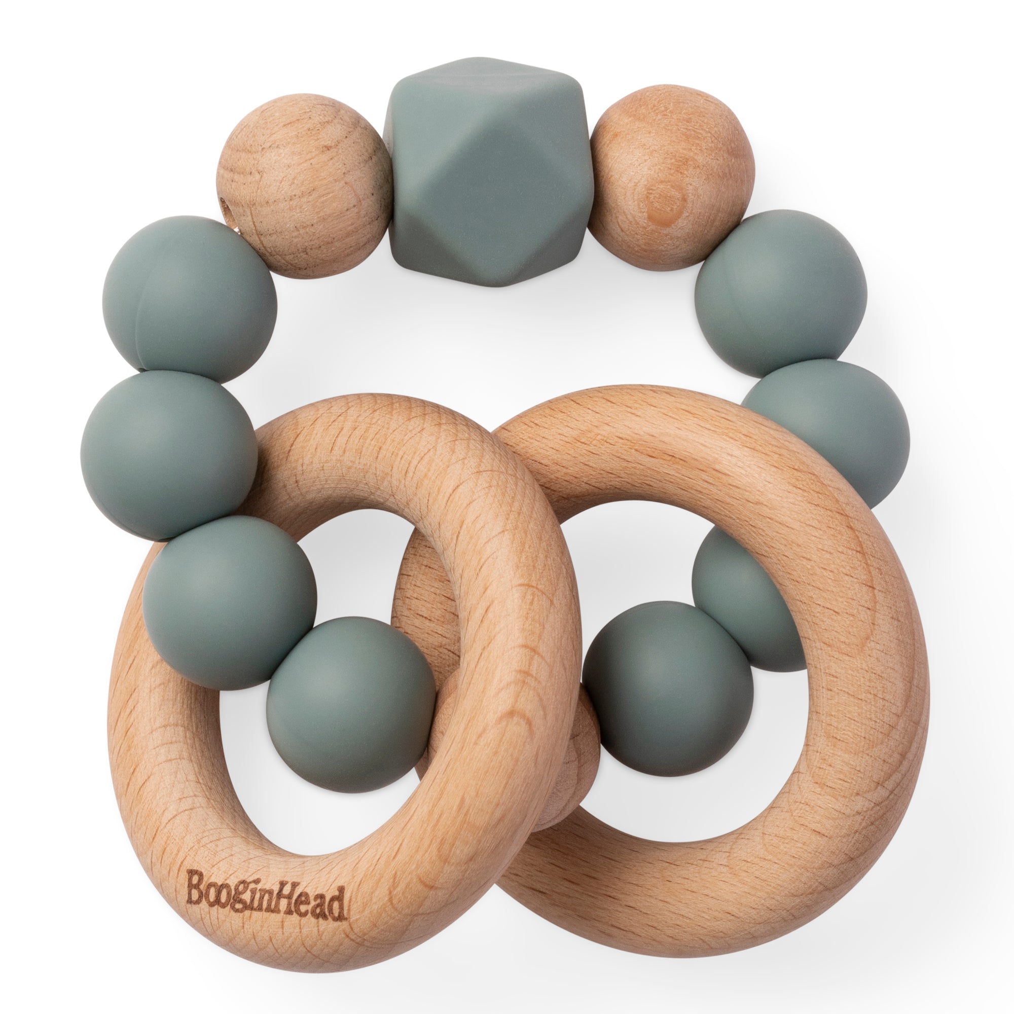 Booginhead Beaded Silicone & Wood Teether Rings