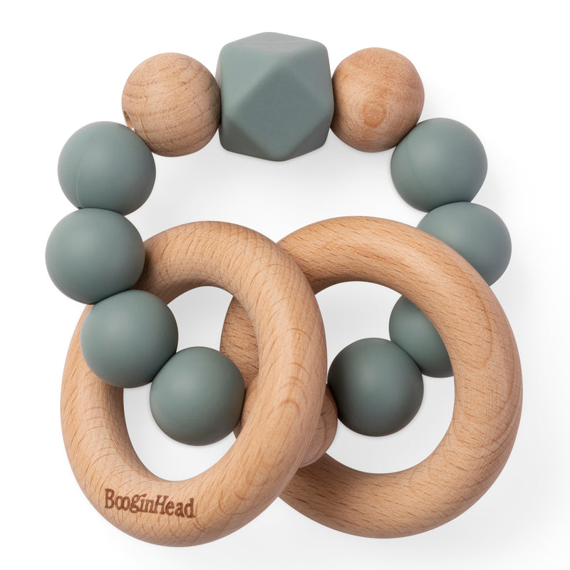Booginhead Beaded Silicone & Wood Teether Rings
