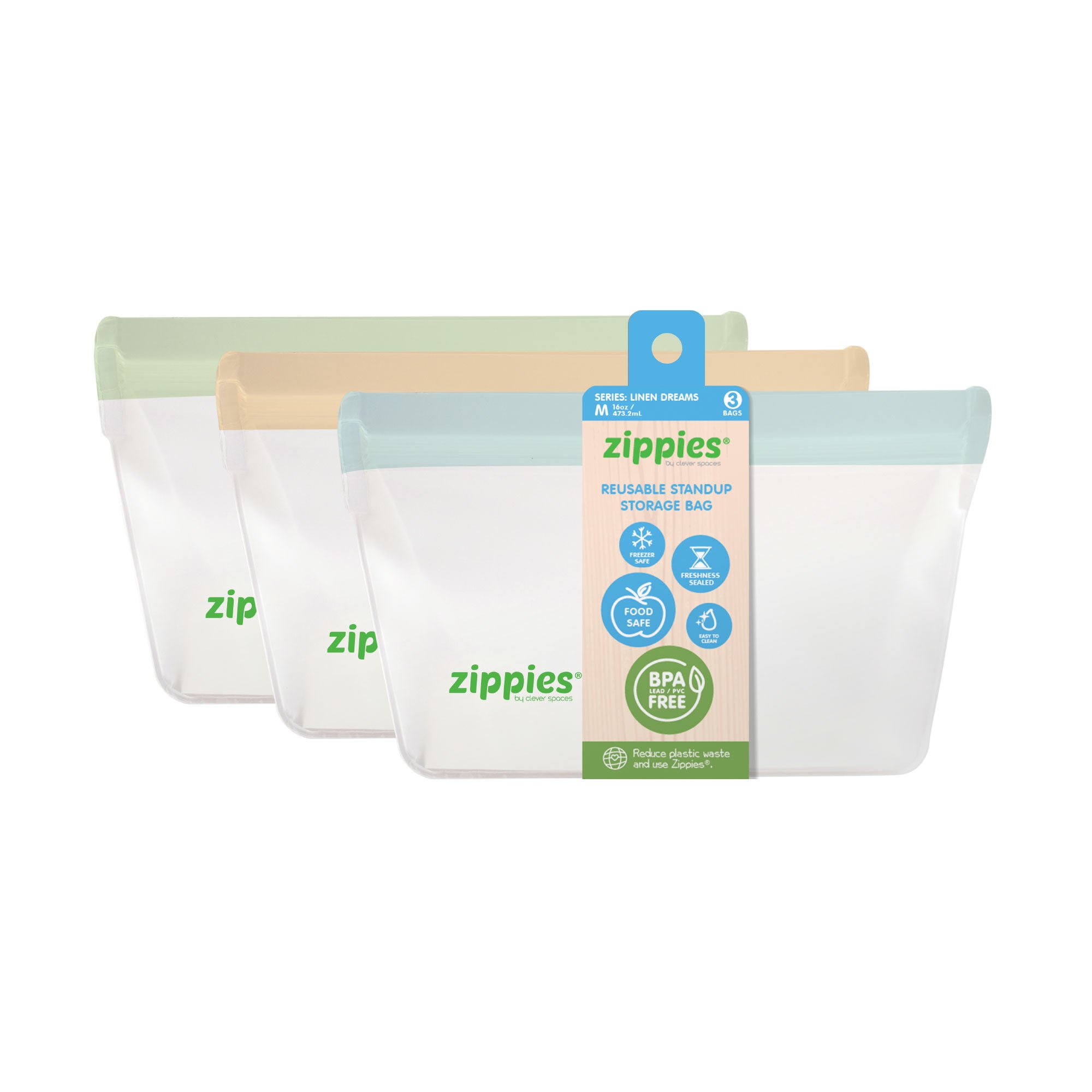 Zippies Linen Dreams Reusable Standup Bags