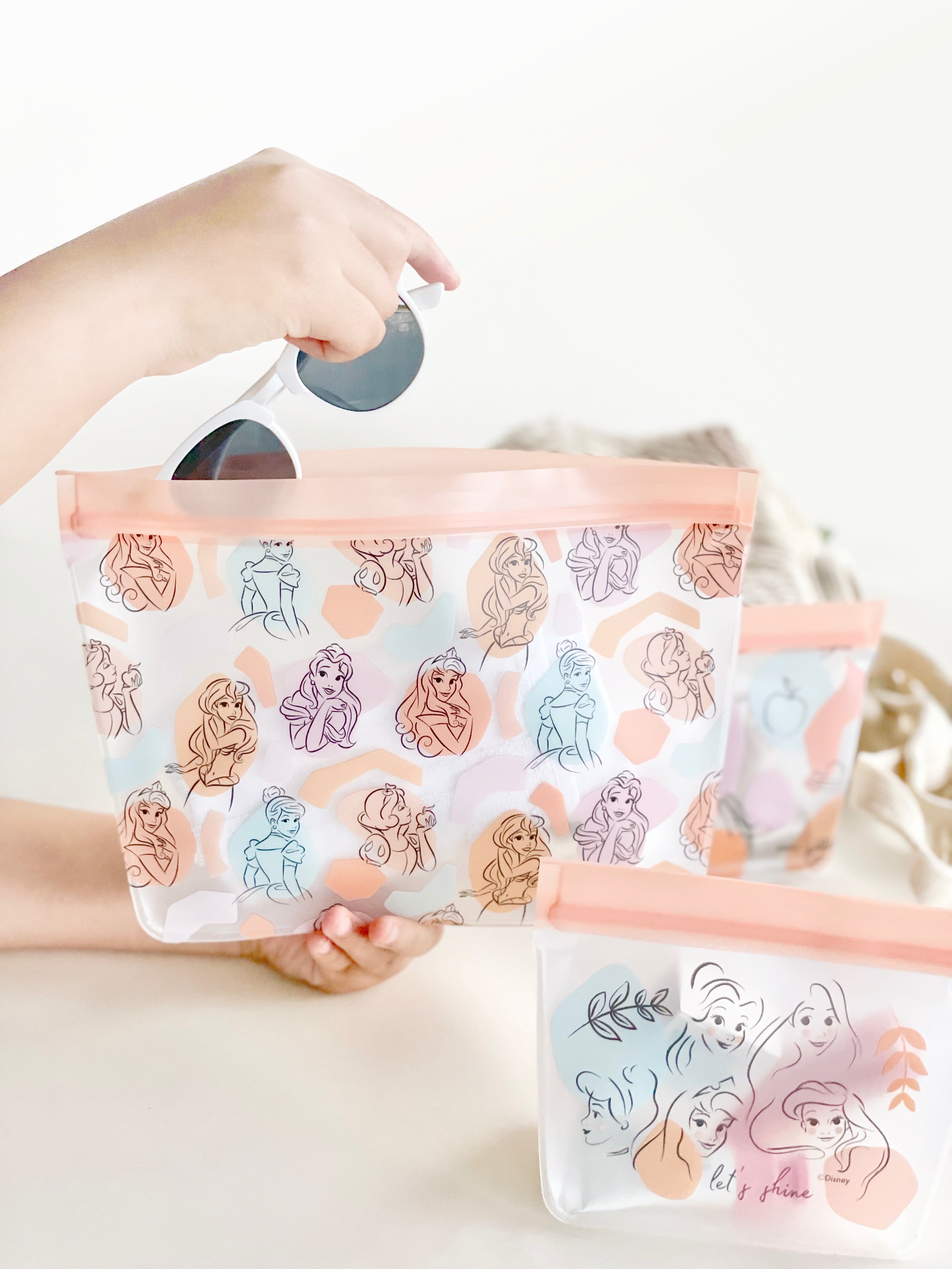 Zippies Lab Disney Princess Pastel Confetti Standup Storage Bag 3-pc Set