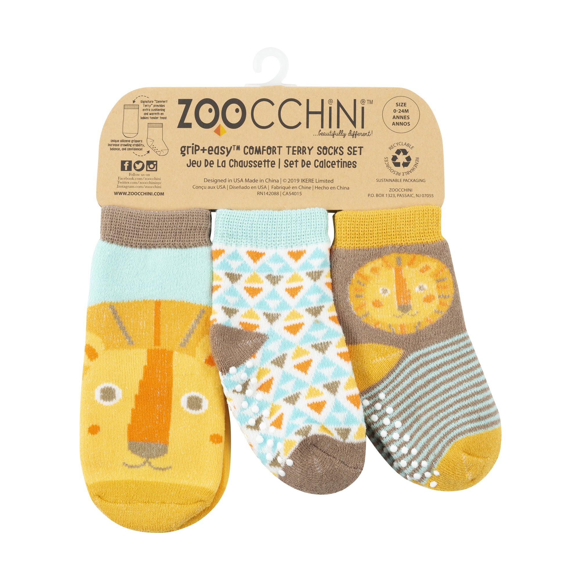 Zoocchini Baby Safety Socks (Set of 3)