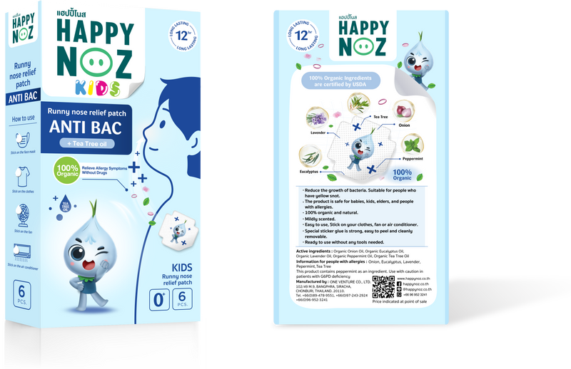 Happy Noz Organic Onion Sticker w/ Anti Bac 6's