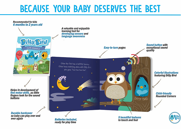 Ditty Bird Musical Book - Cute Animals