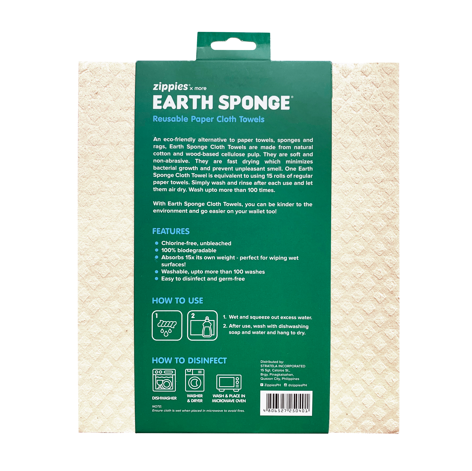 Zippies Earth Sponge Reusable Cloth Towel
