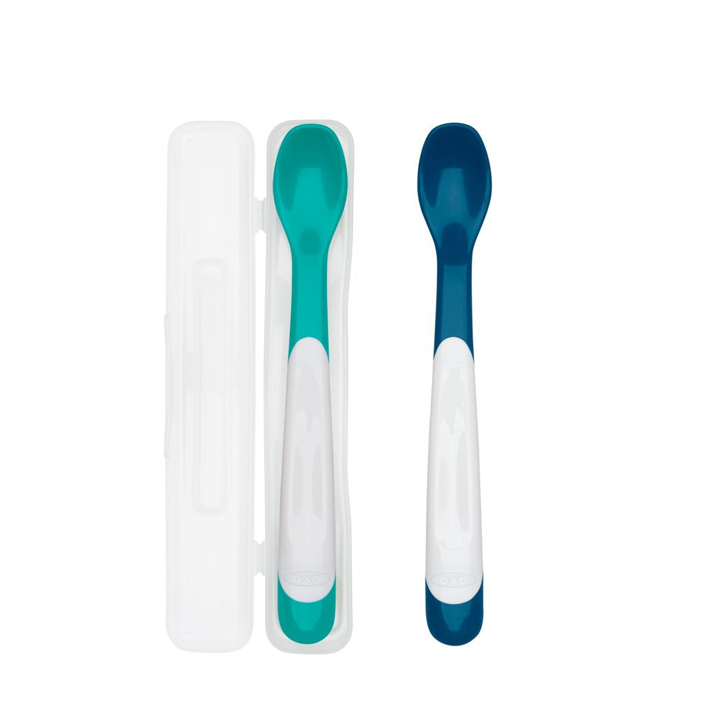 OXO Tot On-The-Go Plastic Feeding Spoon With Case (2 Pack)
