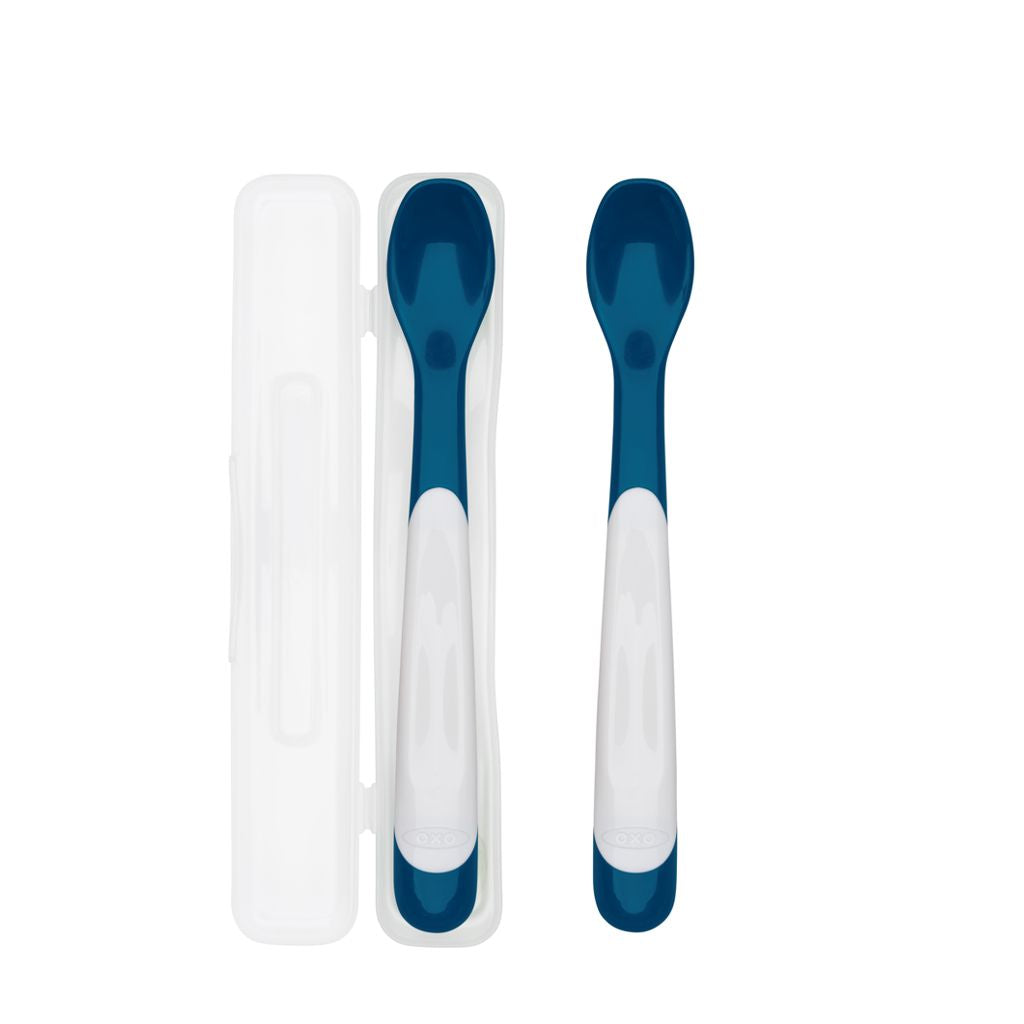 OXO Tot On-The-Go Plastic Feeding Spoon With Case (2 Pack)