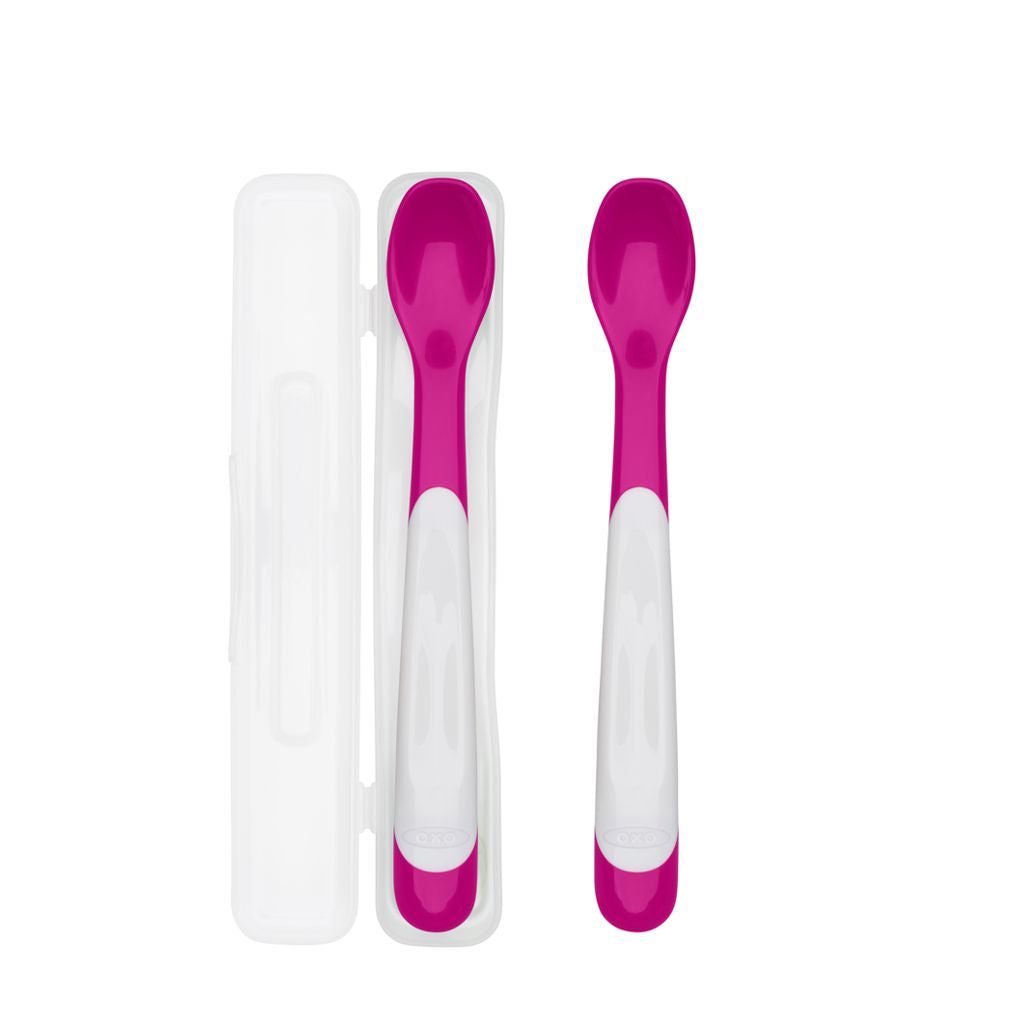 OXO Tot On-The-Go Plastic Feeding Spoon With Case (2 Pack)