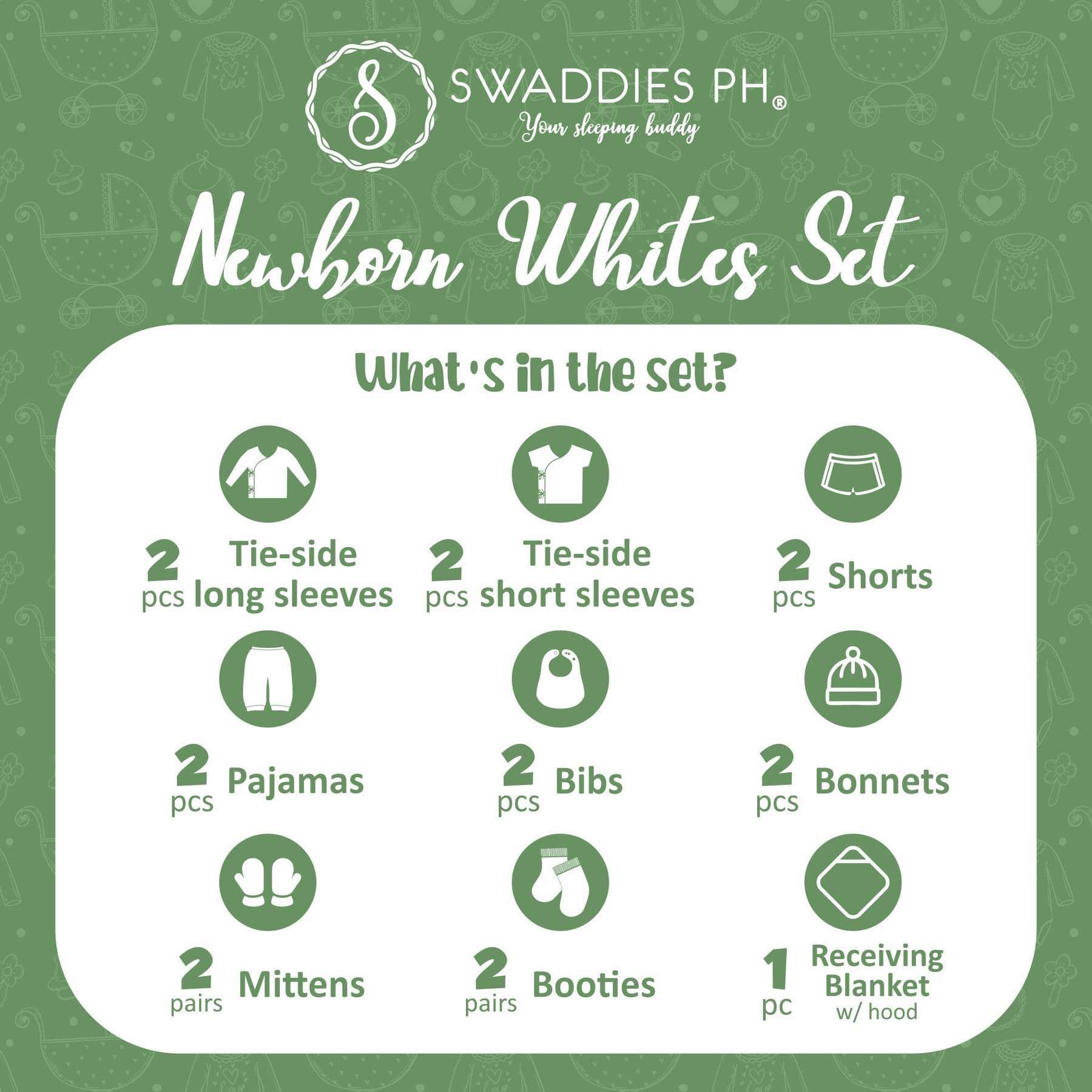 Swaddies Newborn White Set