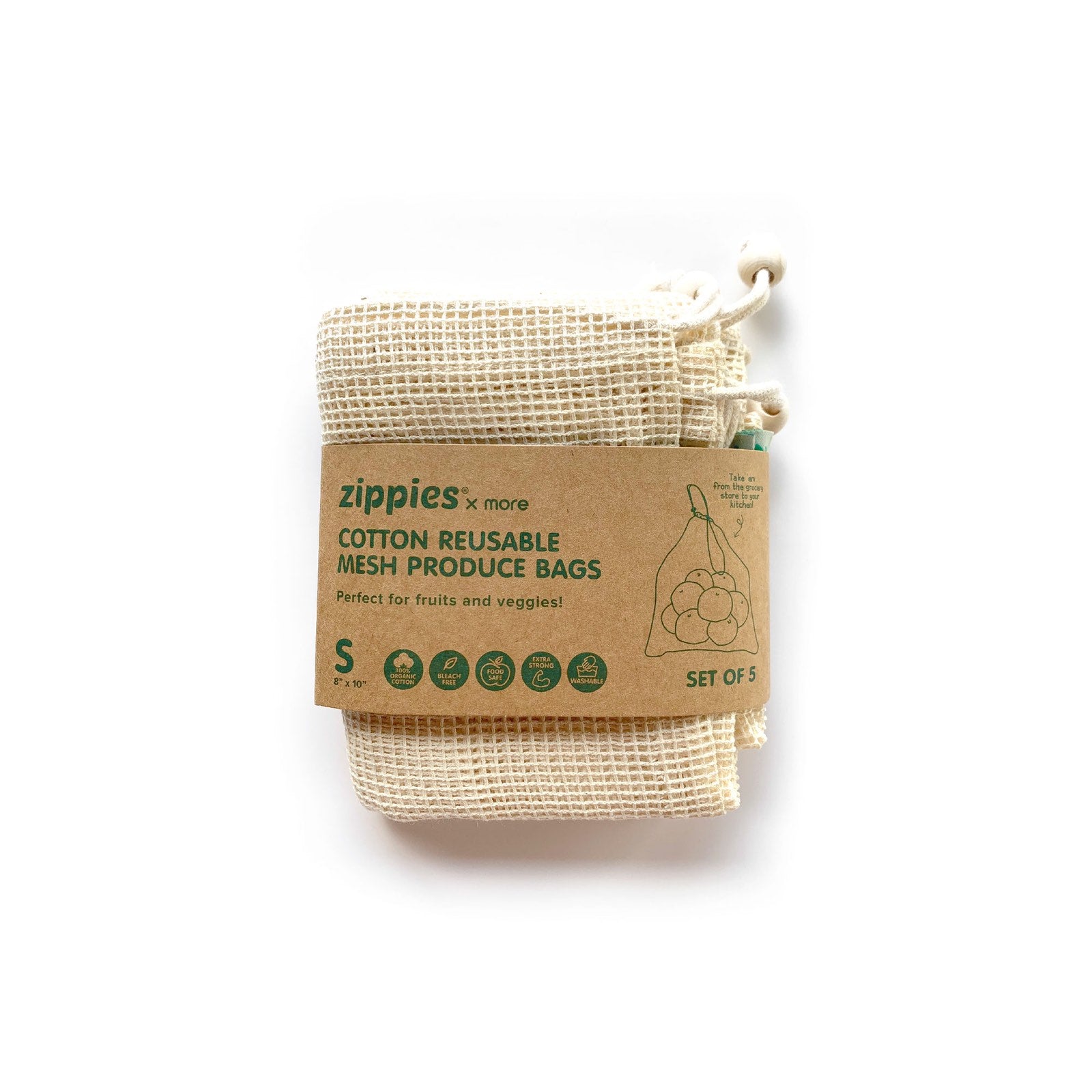 Zippies Cotton Mesh Bags (Set of 5)