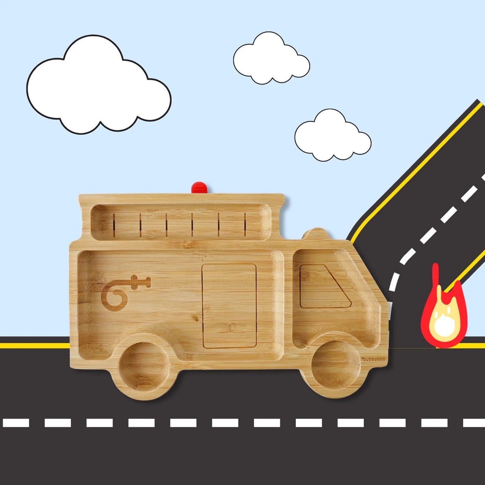 Bubbaboo Bamboo Fire Truck Suction Plate