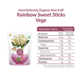 Farm to Baby Organic Rice Puffs Rainbow Sweet Sticks 20g - Vegetable